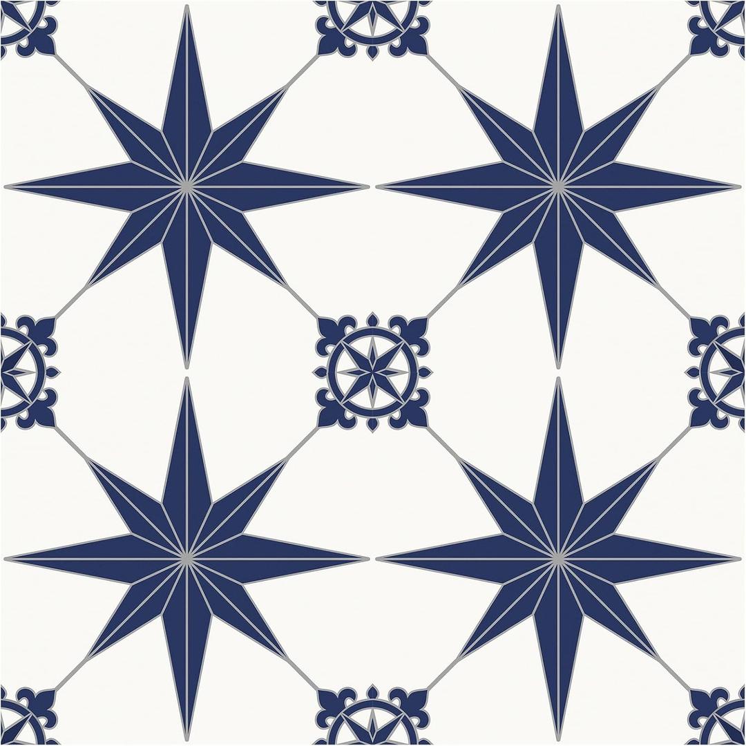 MORCART 8" x 8" Peel and Stick Floor Tile, 20 PCS Self-Adhesive DIY Vinyl Flooring for Renters, Removable and Waterproof Tile Sticker for Bathroom, Kitchen, Staircase (Blue Star)
