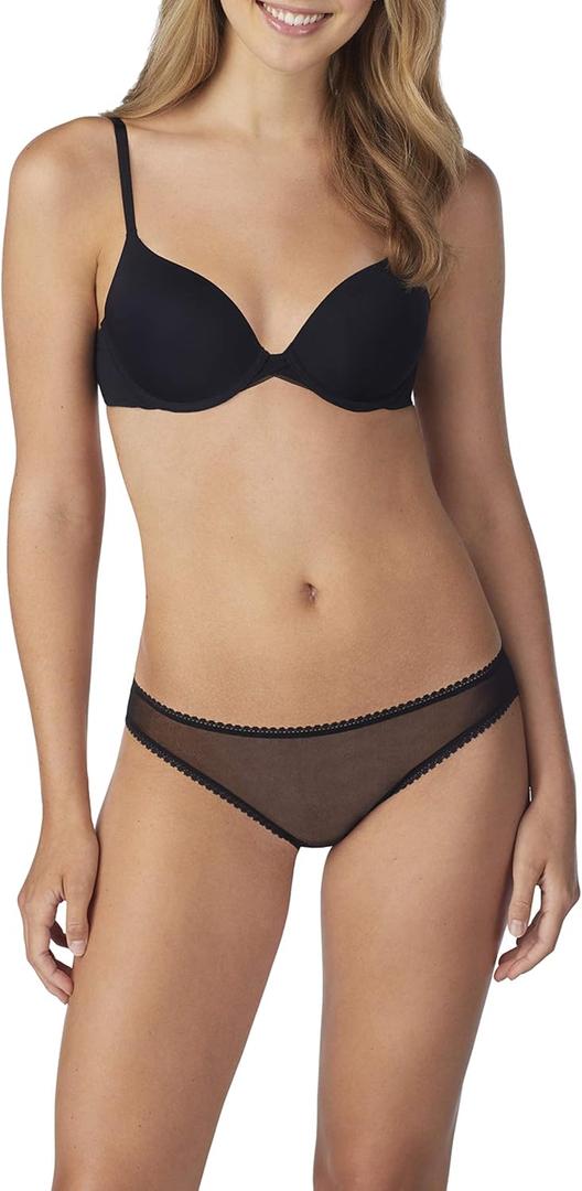 OnGossamer Women's Ongossamer Women's Sleek Micro Everyday T-Shirt Bra Bra (36C, Black)