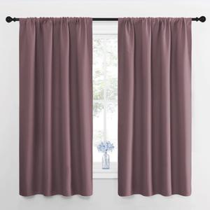 NICETOWN Blackout Curtains for Living Room, Darkening Window Curtain Panels, Easy-Care Solid Thermal Insulated Draperies/Drapes for Daughter Room (Dry Rose, 2 Panels, 42 by 63)