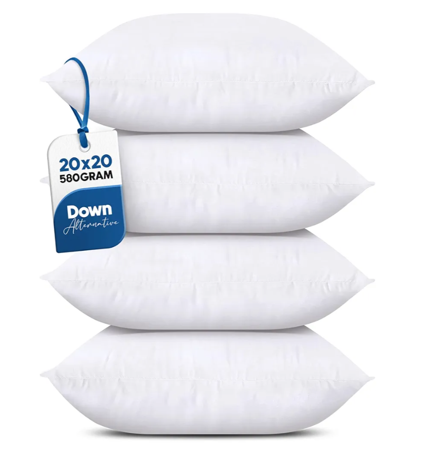 Utopia Bedding Throw Pillows (Set of 4, White), 20 x 20 Inches Pillows for Sofa, Bed and Couch Decorative Stuffer Pillow