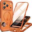 Misscase for iPhone 17 Pro Magnetic Case,[Military Drop Protection] Clear Hard Plastics Cover, Camera Lens Protector,Compatible with MagSafe,Anti Yellowing Full Protection Cases-Orange