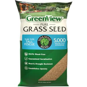 GreenView Pure Grass Seed Turf Type Tall Fescue Sun & Shade Blend, 20 lb. Bag Covers up to 5,000 sq. ft. (EXP 07/20/26)