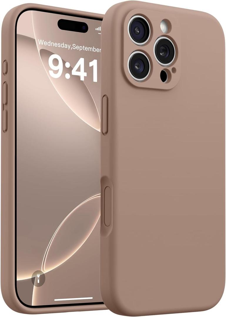 AOTESIER Magnetic Case for iPhone 16 Pro Max, Upgraded Silicone | Full Camera Protection | Integrated Camera Control Button | MagSafe Compatible|Anti-Scratch Microfiber Lining Phone Case, Light Brown