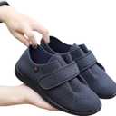 DEEYOTA Extra Wide Diabetic Shoes for Edema Plantar Fasciitis Arthritis Swollen Feet,Lightweight and Non-Slip On Sneakers for Men Dark Blue, Size 2