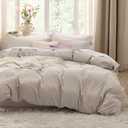 Bedsure Oversized King Duvet Cover - 3 Pieces Prewashed Cotton-Like Polyester Extra Soft Bedding Set, Includes 1 Duvet Cover 120x98 Inches with Zipper Closure & 2 Pillow Shams, Linen, No Comforter