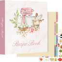 Lanpn Recipe Binder 8.5x11 3 Ring Kit, Waterproof Recipe Book Blank Organizer Recipe Binder to Write in Your Own Recipes with 60 Plastic Sleeves,116 Recipes, Dividers,Labels & Stickers, Pink
