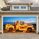 Halloween Garage Door Banner 13x6ft Pumpkin Truck Hay Bales Theme Backdrop Fall Thanksgiving Decor Door Cover Hanging Decorations Indoor Outdoor Halloween Yard Party Photo Prop Background