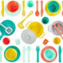 B. toys Play Kitchen Accessories Cookware, Dishes, Utensils 33 Pieces Play Set for Kids Pretend Play Toys 3+ Years Mini Chef Kitchen Set, Child-size