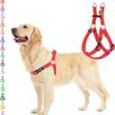 PUPTECK No Pull Dog Harness Soft Adjustable Basic Nylon Step in Puppy Vest Outdoor Walking with ID Tag Medium Red