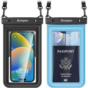 [Up to 8.5"] Floating Waterproof Phone Pouch, 2Pack Waterproof Phone Case with Lanyard for iPhone 16 15 14 Pro Max, Galaxy S24+ S23 S22, IPX8 Cellphone Dry Bag, Beach Essentials Travel Must Haves ([Black + Blue] 2Pack)
