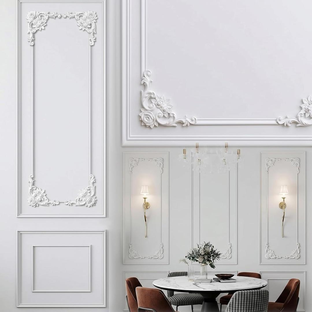 DoubleFill Wall Molding Kit Premade Molding Panel with Corner Accent, Retro
63 x 24.4 Inch, Wainscoting, French Style, Accent Panel, for Interior, Wall Moulding Decor, Ready to Assemble