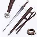 49"/41.5" Medieval Western King Arthur Sword with Leather Sheath Sharp Full Tang Real,High Carbon Steel Two-Handed Long Sword,Historical Collectible/Training/Medieval Decor
