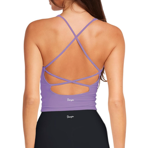 Danysu Sculpt Workout Tank Tops Women Backless Longline Sports Bras Strappy Padded Yoga Top S