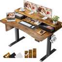 Veken 47.2"27.6" Standing Desk with Storage Drawers, Adjustable Height Computer Table with Monitor Shelf, Home Office Desk for Study, Gaming, Workstation, Brown