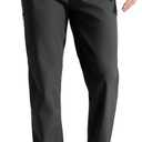 FREE SOLDIER Men's Warm Windproof Winter Fleece Lined Pants Hiking Expandable-Waist Softshell Snow Ski Pants (36W x 30L, Black)