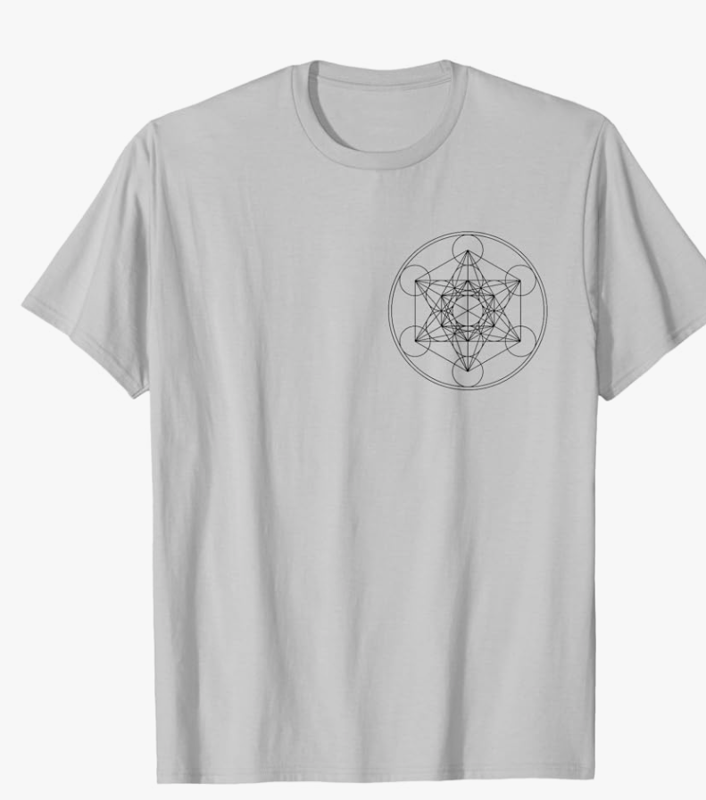 Port Company, Metatronscube, Sacred Geometry, Platonic Solids, Yoga T-Shirt, Size Large