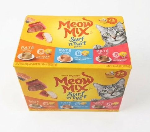 Meow Mix Surf 'N Turf Wet Food Variety Pack, 24 Cups BBD 07/18/2027