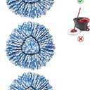 2-Tank Mop Heads Replacements for O-Ceda RinseClean Dual System, Microfiber Refills, Easy Cleaning Mop Repalce Head Blue 3 Pack