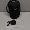 Trebo 64 oz Water Bottle Insulated with Handle, Half Gallon Stainless Steel Metal Large Jug, Travel Flask with Straw Spout Lid, Mug Tumbler Cup with Carry Pouch, Keep Cold Hot, Indigo Black