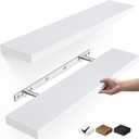 BAYKA Floating Shelves, 22.5" Wall Mounted Rustic Wood Shelves for Bathroom, Bedroom, Living Room, Kitchen, Office, Hanging Shelf for Books/Storage/Room Decor with 22lbs Capacity (White, Set of 2)