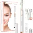 Electric Eyebrow Trimmer - Facial Hair Remover for Eyebrows, Face, Chin, Neck & Upper Lip - Painless Precision Shaver with Comb & Replaceable Blades - Battery Powered & Portable for Peach Fuzz & Body