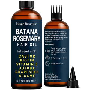 Batana Rosemary Oil for Hair Growth 6 fl oz - Lightweight Scalp Oil for Dry, Damaged Hair & Frizz Control - Aceite de Romero Para el Cabello - Nexon Botanics