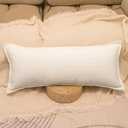 Corduroy Decor Lumbar Pillow Cover 14x36 inch, Trimmed Soft Cream Striped Pillow Covers Modern Farmhouse Cushion Case Home Decor for Sofa Living Room Couch Bed, Pack of 1 (Cover ONLY) (36" x 14" (Pack of 1))