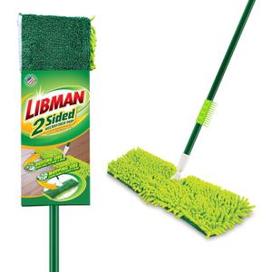 Libman 18" 2-Sided Microfiber Dust Mop, Double Sided Dry Wet Mops for Floor Cleaning, Hardwood, Laminate, Tile Cleaner, 360 Degree Swivel Head, 49 Long Handle