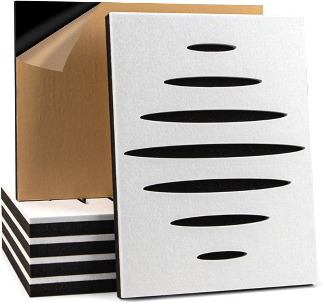 Art3d 6-Pack Self-Adhesive Soundproof Acoustic Panels for Wall, 16 x 12 Inch Wave Design Noise Block with Polyester & Foam for Bedroom Studio Office (White - Style1)