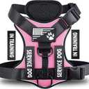 Demigreat Service Dog Harness, Reflective Dog Vest Harness with 5 PCS Patches, Adjustable Soft Oxford Pet Harness, Inner Layer Mesh, Easy to Control for Dogs (Large (Pack of 1), Pink)