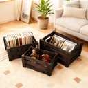 Wooden Crates for Storage and Display - Set of 3 Heavy Duty Nesting Wood Crates, Rustic Farmhouse Decorative Storage Boxes for Shelves, Pantry & Home Organization (L/M/S)