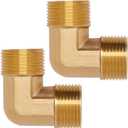 2pcs Brass Pipe Fitting 90 Degree Elbow 3/4" NPT Male to 3/4" NPT Male Pipe Fittings