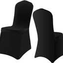 Yahpetes 2 Pcs Chair Covers Black Polyester Banquet Chair Protectors Flat Front Stretch Spandex Chair Slipcovers for Wedding Banquet Dining Party Decorations (Black)