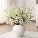 Dingion 3 Pcs 43 Inch White Berry Stem Artificial Spring Faux Sedum Stem Spray Flowers Realistic Flowers Branches Floral Picks for Vase Wedding Holiday Mantel DIY Harvest Seasonal Home Decor