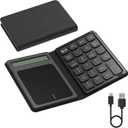 Bluetooth Number Pad Touchpad with Calculator - Rechargeable Folding Portable Wireless Numeric Keypad 23-Keys, Large Trackpad Bluetooth Travel Numpad Data Entry & Calculation & Trackpad Mouse 3 in 1