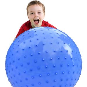 Large Sensory Massage Ball for Kids, 33.5" 85CM 3.1lbs Macaron Blue Bouncy Exercise Balls for Toddlers, Big Inflatable Toys with Tactile Spikes, Outdoor Giant Yoga Balls, Large Beach Ball