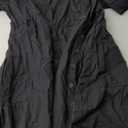 PYGFEMR Women's Short Sleeve Babydoll Dress Button Down Dresses with Pockets (Medium, Black2)