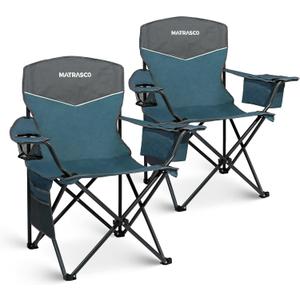 Outdoor Folding Camping Chairs 2 Pack, 350 lbs Capacity, Blue