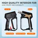 Pressure Washer Short Gun with Swivel, 5000 PSI/10.5 GPM High Power Washer Gun with 5 Nozzle Tips, 3/8'' Quick Connect and M22-14mm and M22-15 mm Fitting
