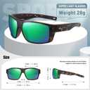 Bevi Square Polarized Sunglasses UV 400 Protection with TR90 Lightweight Frame Glasses for Women Men (Black)