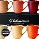 MIAMIO - Coffee Mugs set of 6 / Coffee Cups - 6 x 14 Oz Ceramic Mugs - Large Coffee Mugs - Microwave & Dishwasher safe - Palmanova Collection (Red)