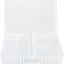 novelinks Transparent 4" x 6" Photo Cases and Clear Craft Keeper with Handle - 16 Inner Cases Plastic Storage Container Box (Clear)