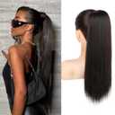 SEIKEA Ponytail Extensions Drawstring Long Straight Fake Pony Tail Natural Soft Clip in Hair Extension Synthetic Heat Resistant Hairpiece 20 Inch Black Brown