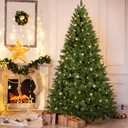 6 FT Pre-Lit Artificial Christmas Tree with 250 Warm White & Multi Lights - 1000 Branch Tips Hinged Spruce for Indoor Outdoor Home Christmas Decorations