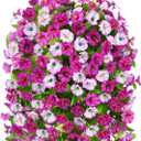 Artificial Faux Hanging Flowers Plants Baskets for Outdoor Spring Summer Decorations,Resistant Fake Morning Glory Silk Plants for Outside UV Resistant Patio Yard Home Porch Decor(Light purple)