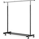 VICERII Clothing Rack, 55.51 Inch Heavy Duty Clothes Rack Rolling Garment Rack with Wheels and Bottom Shelf, 130LB Capacity Clothes Racks for Hanging Clothes, Coats, Shirts, Sweaters, Skirts, Black (Incomplete)