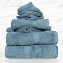 SUPERIOR Solid Egyptian Cotton Towel Set, Washcloths 13 x 13, Hand Towels 20 x 30, Bath Towels 30 x 55, Denim Blue, 6-Pieces