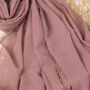 Fashion Chiffon Hijab For Women,Scarf With Gold Bead Chains Decorated Abaya Accessories Muslim Headscarf Shawl (Gray)