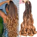 French Curly Braiding Hair 20 inch T4/30 Loose Wavy 5 Pack Bouncy Braiding Hair extensions 75g/Pack French Curly Synthetic Hair Extensions (T4/30,5packs,20inch)