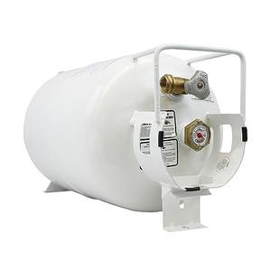 Flame King YSN301HZL 30lb Steel Horizontal Propane Tank Cylinder for Fire Pit Tables, Patio Heaters, Barbeques, RVs, and Truck Campers, 30-Pound, White